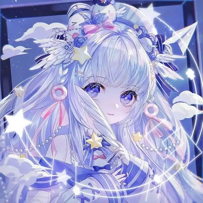 蓝色系少女心头像,二次元女孩