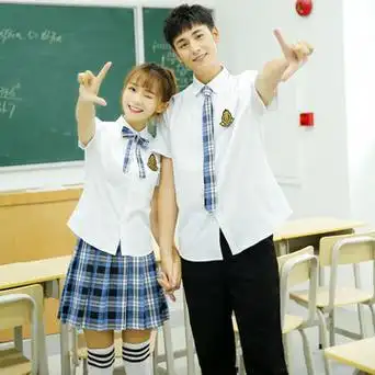 夏季新款英伦风短袖衬衫套装中小学生校服毕业班服