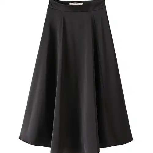 气质半裙字裙中长款垂感黑裙子百搭显瘦缎面半身裙