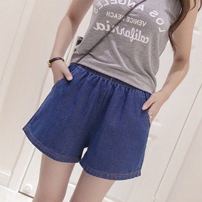 牛仔短裤少女生夏装大码新款初中高学生韩版松紧腰宽松休闲裤子潮