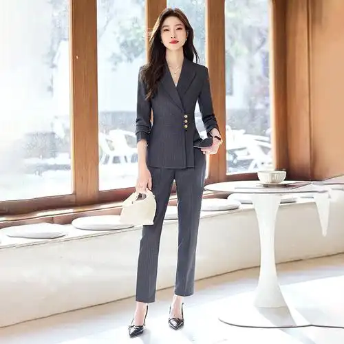 春秋长袖小西服套装职业女装修身帅气ol白领办公经理老板珠宝工装