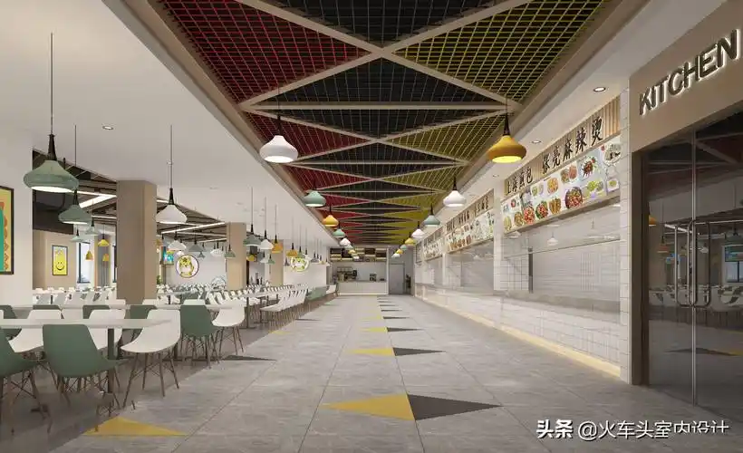 h82企业餐厅员工餐厅食堂室内设计效果图32套美食城档口大厅设计