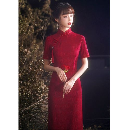 旗袍2023年新款改良连衣裙复古气质年轻款新娘敬酒服中国风少女春