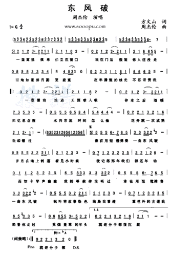 东风破 简谱