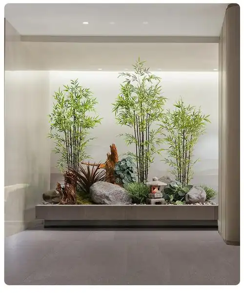 罗曼爸爸仿真植物竹子造景组合室内枯山水绿植角落盆景景观装饰办