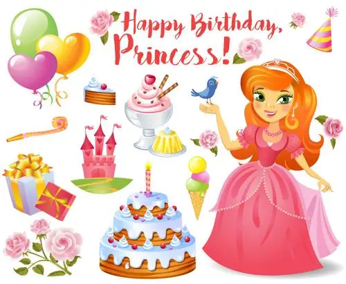 创意矢量生日快乐的可爱设计元素