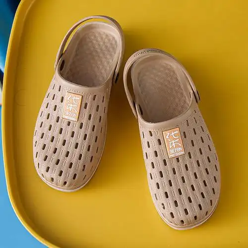 听海洞洞鞋男鞋夏季拖鞋男软底防水休闲防滑室外沙滩鞋半包男士凉