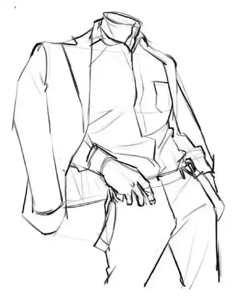 【绘面参考】酷拽骚气的男性单人动态线稿