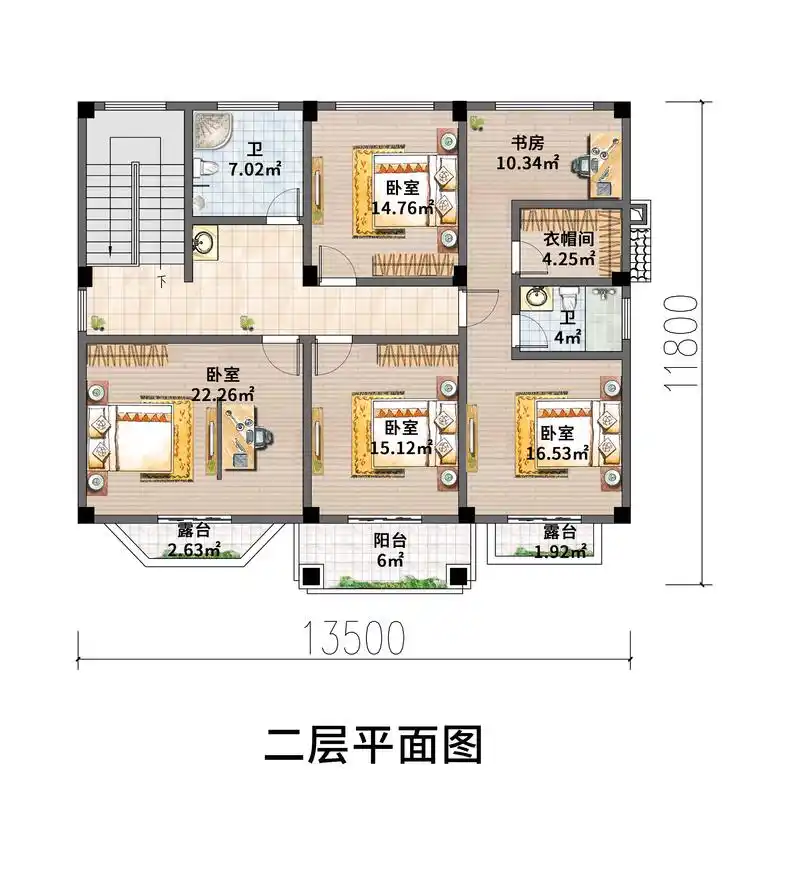 美式二层别墅设计,占地150平五卧三卫