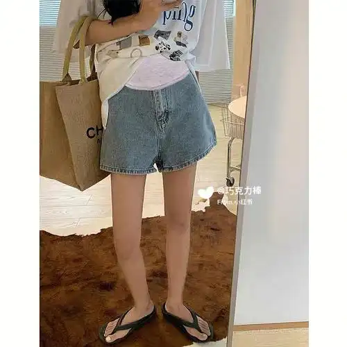 孕期穿搭分享超显高的三分牛仔短裤