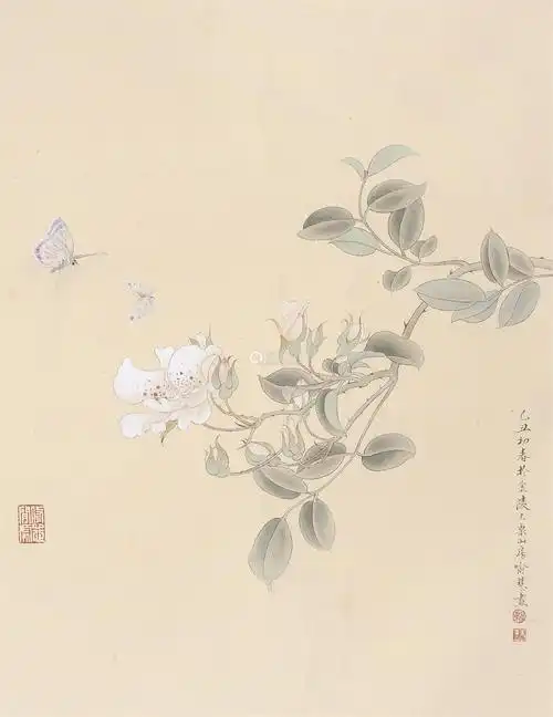 喻慧蝶恋花镜片设色纸本