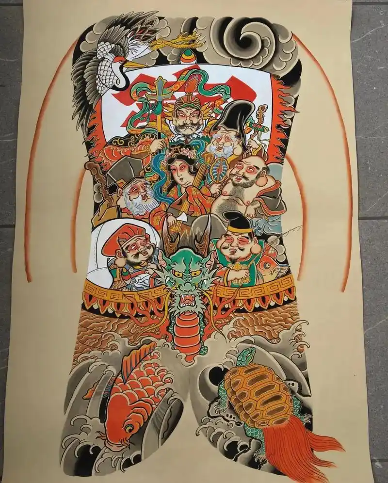 七福神完整版 最后一张有寓意 #七福神 ##纹身#日式老传统 - 抖音