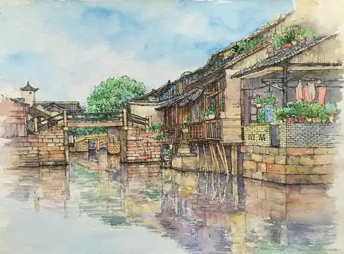手绘乌镇