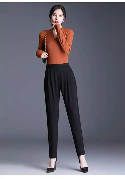 哈伦裤女秋冬2021新款妈妈加绒休闲宽松春秋萝卜冬款加厚职业通勤女士