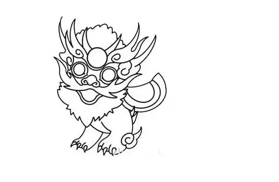 帅气年兽怎么画 卡通年兽简笔画步骤图解教程