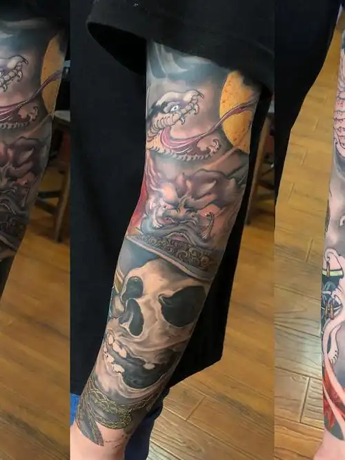 花臂_纹身图案手稿图片_晓珑ink的纹身作品集