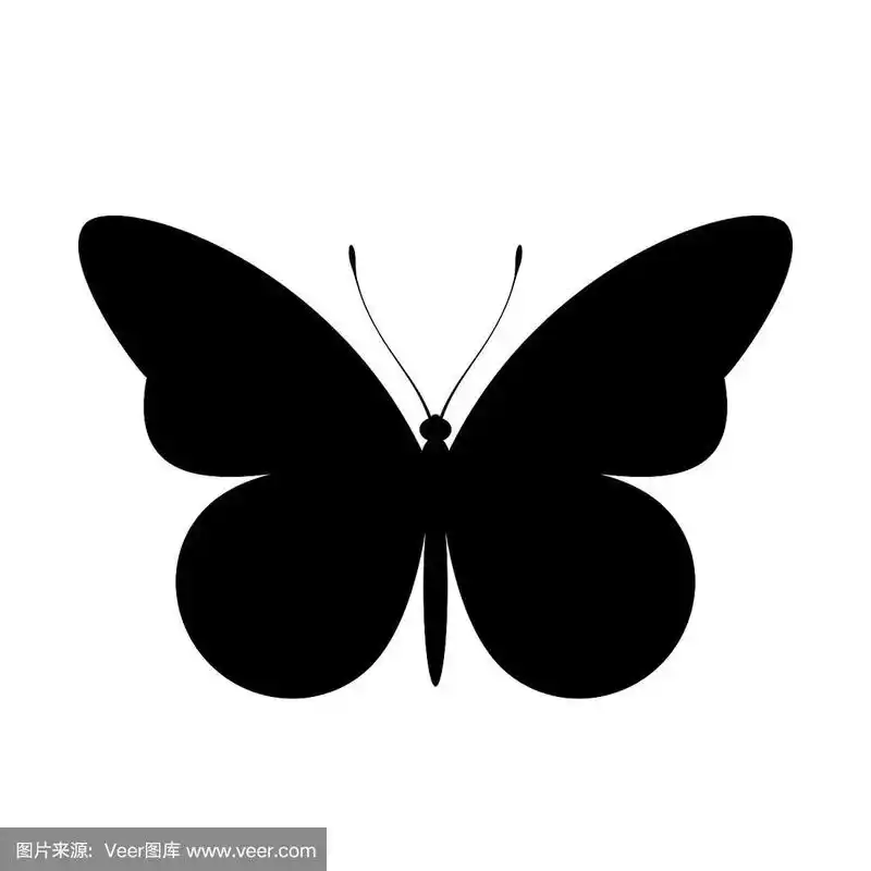 蝴蝶剪影.黑色的矢量图标