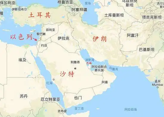 中东地区地图(图源:网络)