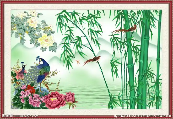 花鸟竹子图设计图__风景_psd分层素材_设计图库_昵图网nipic.com