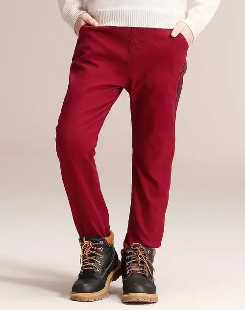 男童酒红色休闲裤酒红