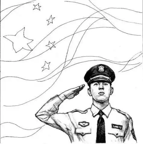 军人敬礼背影简笔画卡通国旗敬礼简笔画帅气军人敬礼简笔画敬礼的警察