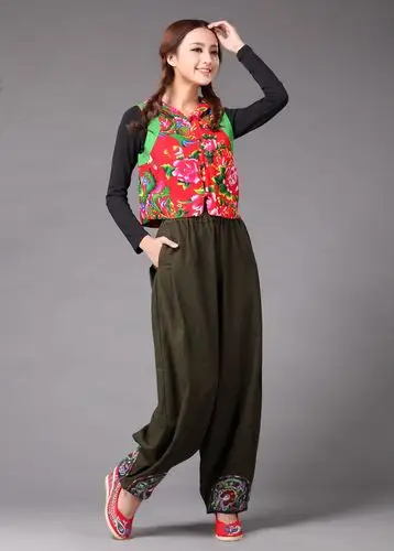 供应 麻凡布衣 民族风女式休闲裤 亚麻美丽大方灯笼裤 女裤