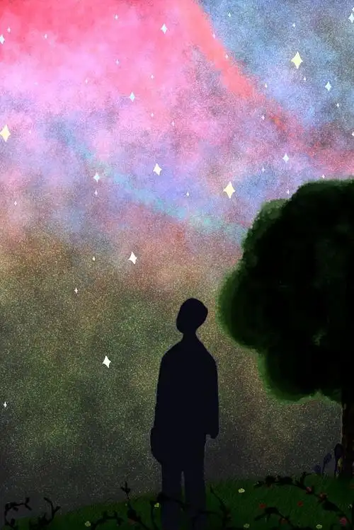 面对星空独自一人静静的思考