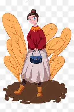 红衣妹子卡通手绘漂亮的红衣小女孩