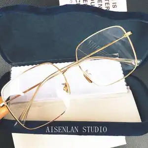 肖战明星同款金丝眼镜框女近视可配超轻大框方形素颜框镜显脸小潮