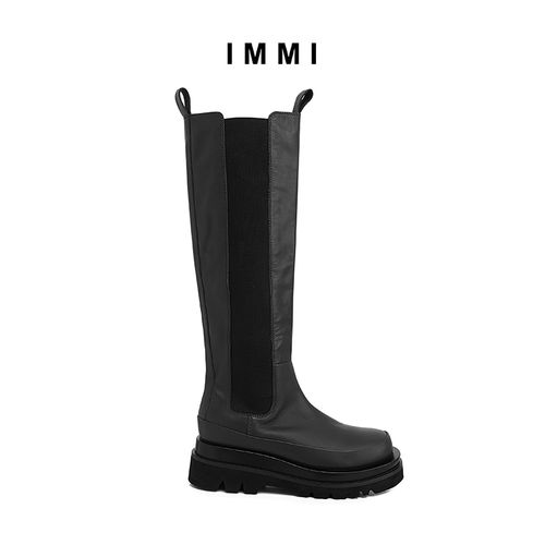 【immi】秋冬女式牛皮厚底高筒靴112sh031l