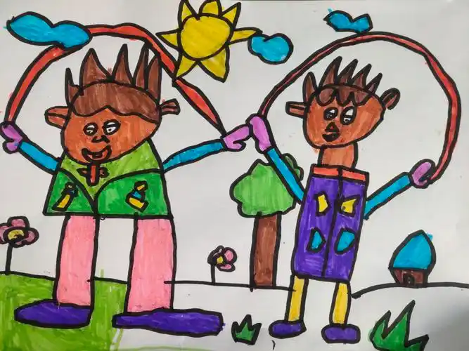 小学美术老师的幸福时刻,课堂作业(十一)《手拉手·好朋友》