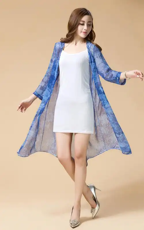 披肩外套女夏纱衣薄款开衫外搭中长款夏季长袖雪纺沙滩防晒衣过膝