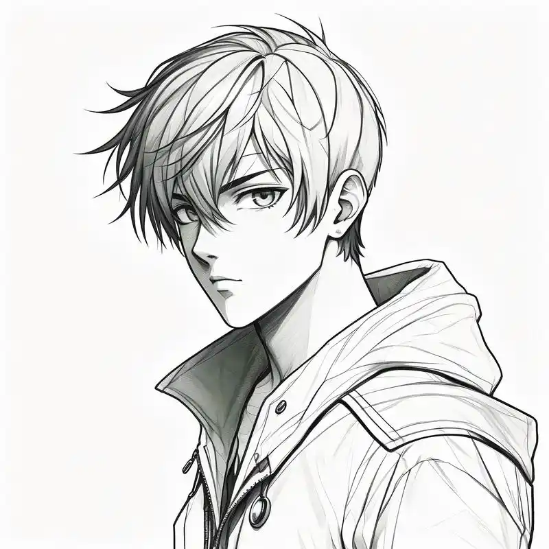 黑白素描男生头像,高冷帅气90