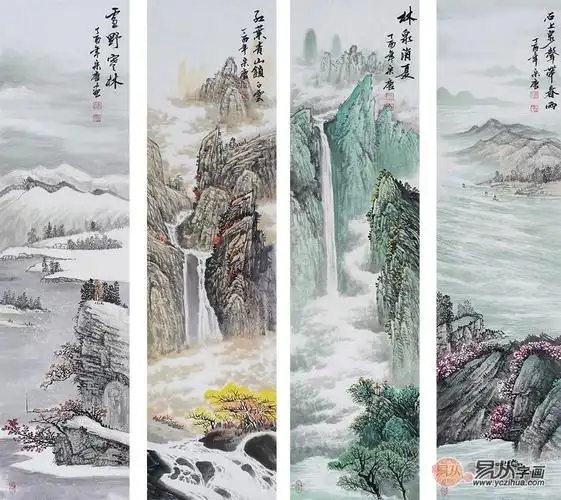 四条屏字画赏析 山水秀丽景色雅致更艺术 - 酷家乐