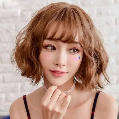 玉米圆脸自然蓬松短卷发头套波波韩国bobo短发整顶假发