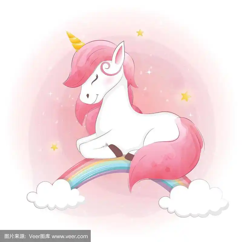 可爱的,彩虹,粉色,独角兽,天空