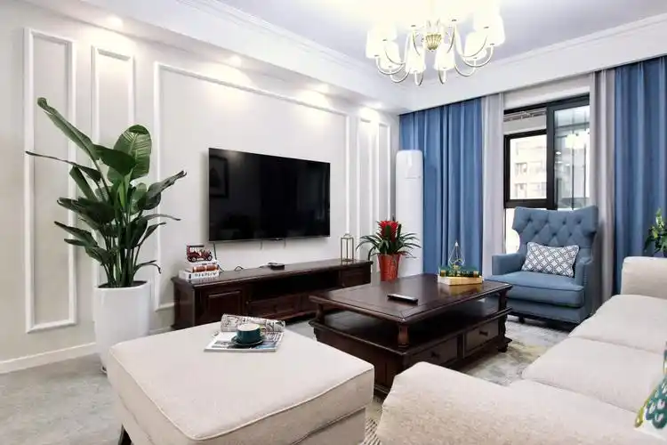 客厅醇正细腻的美式浪漫丨雍华府125㎡美式实景.