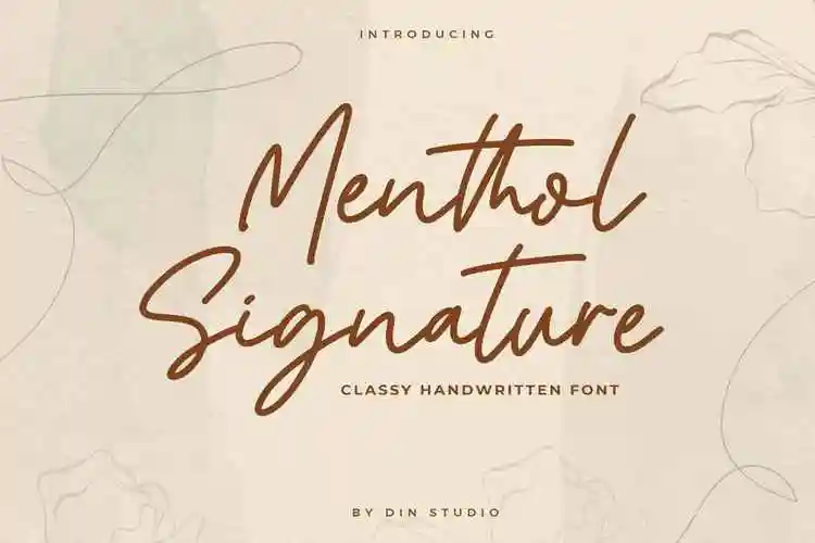 风英文单线签名字体 mentol signature – monoline font设计素材模板