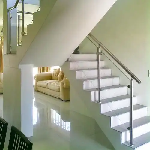 304#家用不锈钢圆管玻璃栏杆 楼梯扶手不锈钢立柱侧装金属栏杆