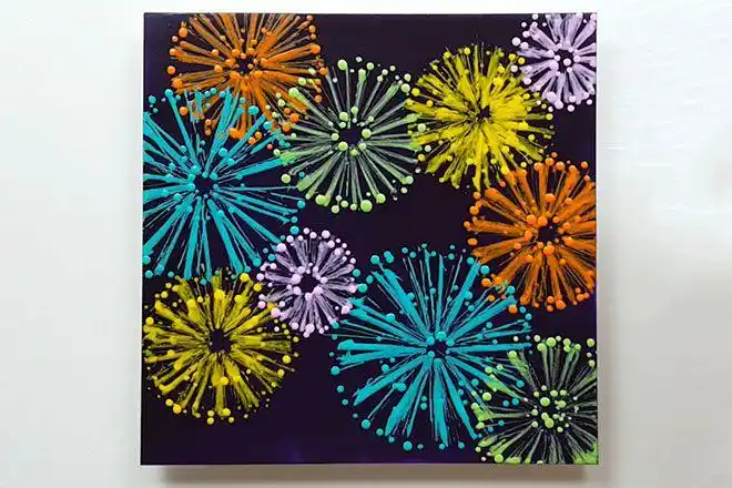 儿童创意美术:怎么用吸管轻松印画烟花(步骤图解)