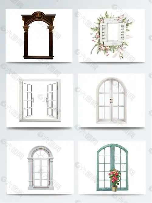 简约欧式窗户集合设计元素素材免费下载(图片编号:9144315)-六图网