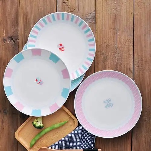 【两个】八英寸手绘青花陶瓷西餐盘子新骨瓷盘子碟子牛排饭盘餐具