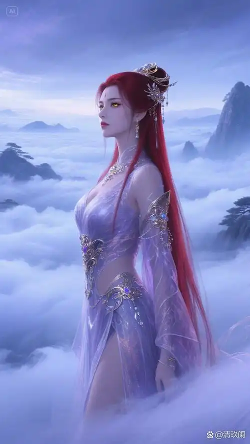 她站在那里,不言不语,只是静静地凝视着远方,仿佛