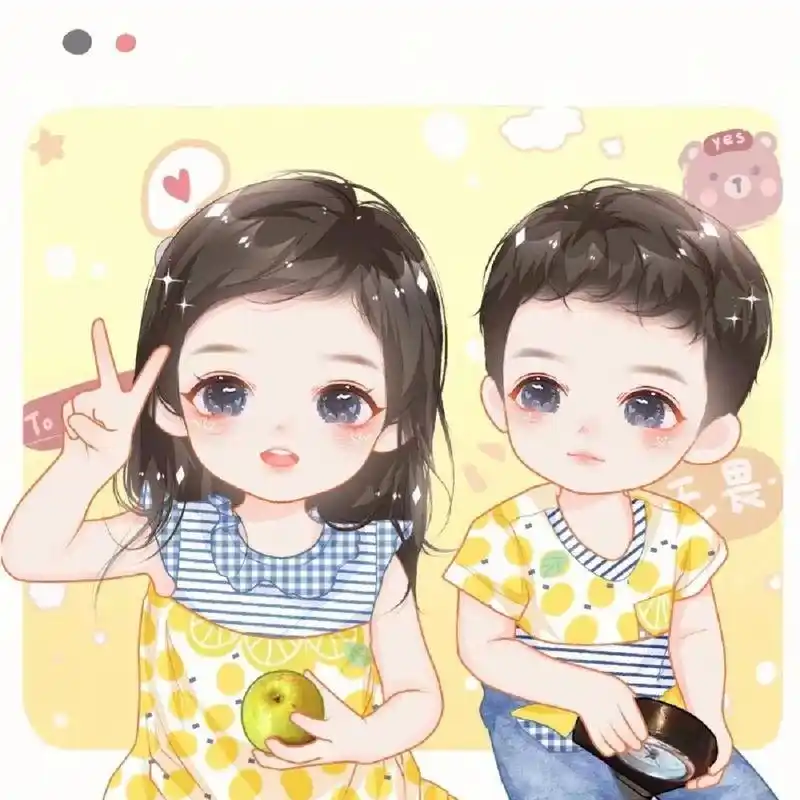 超萌姐弟头像|卡通手绘儿童|萌娃头像|绘画