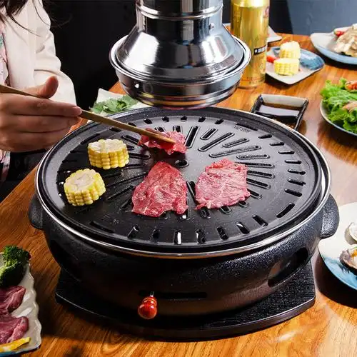 韩式铸铁木炭加厚无烟烧烤炉家用炭烤室内商用烤肉炉子老式烤肉锅