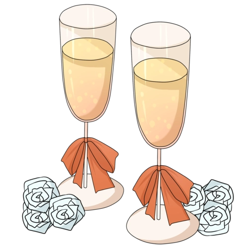 婚礼婚姻交杯酒插画图片