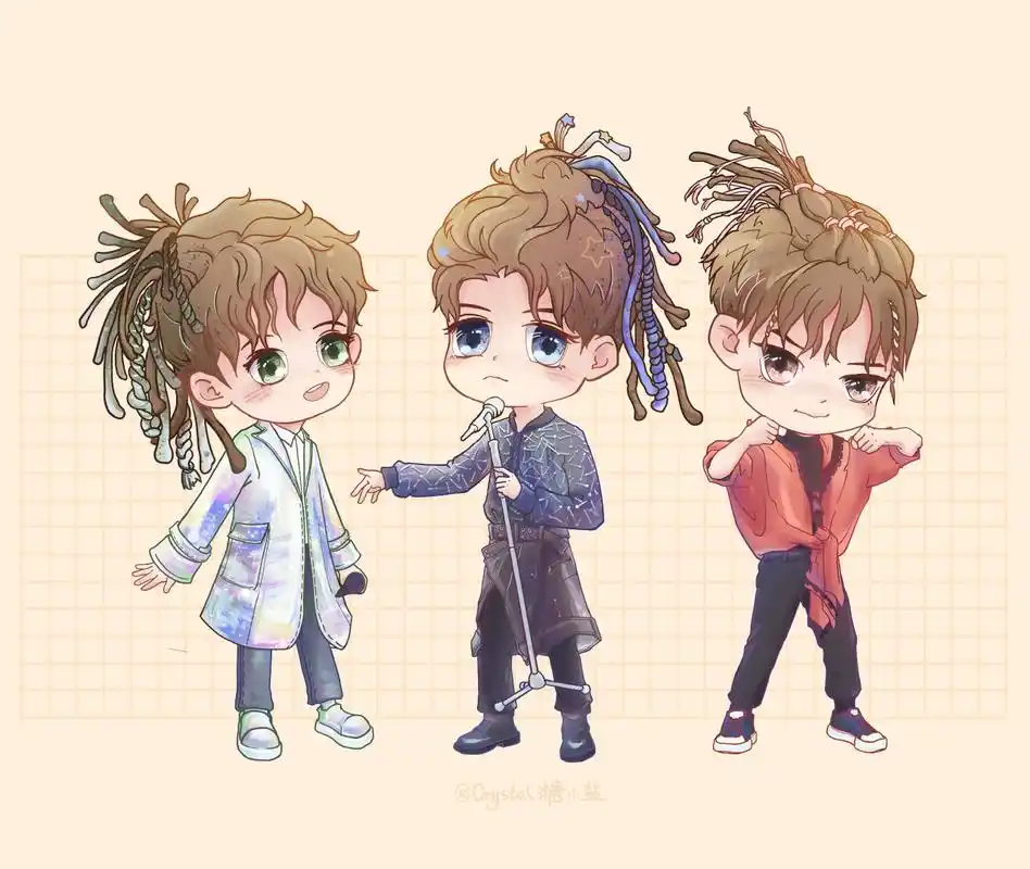 饭绘tfboys脏辫造型,最刚最帅最酷的三个崽