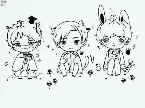 人物简笔画手绘tfboys卡通版简笔画卡通简笔画tfboys三兄弟人物简笔画