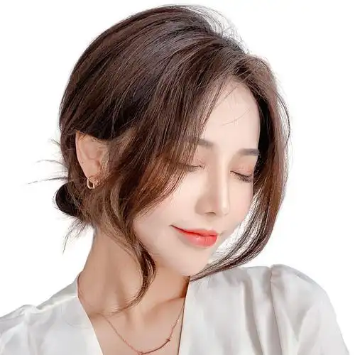 八字空气刘海假发片女前额中分假刘海网红两侧自然真发法式假贴片