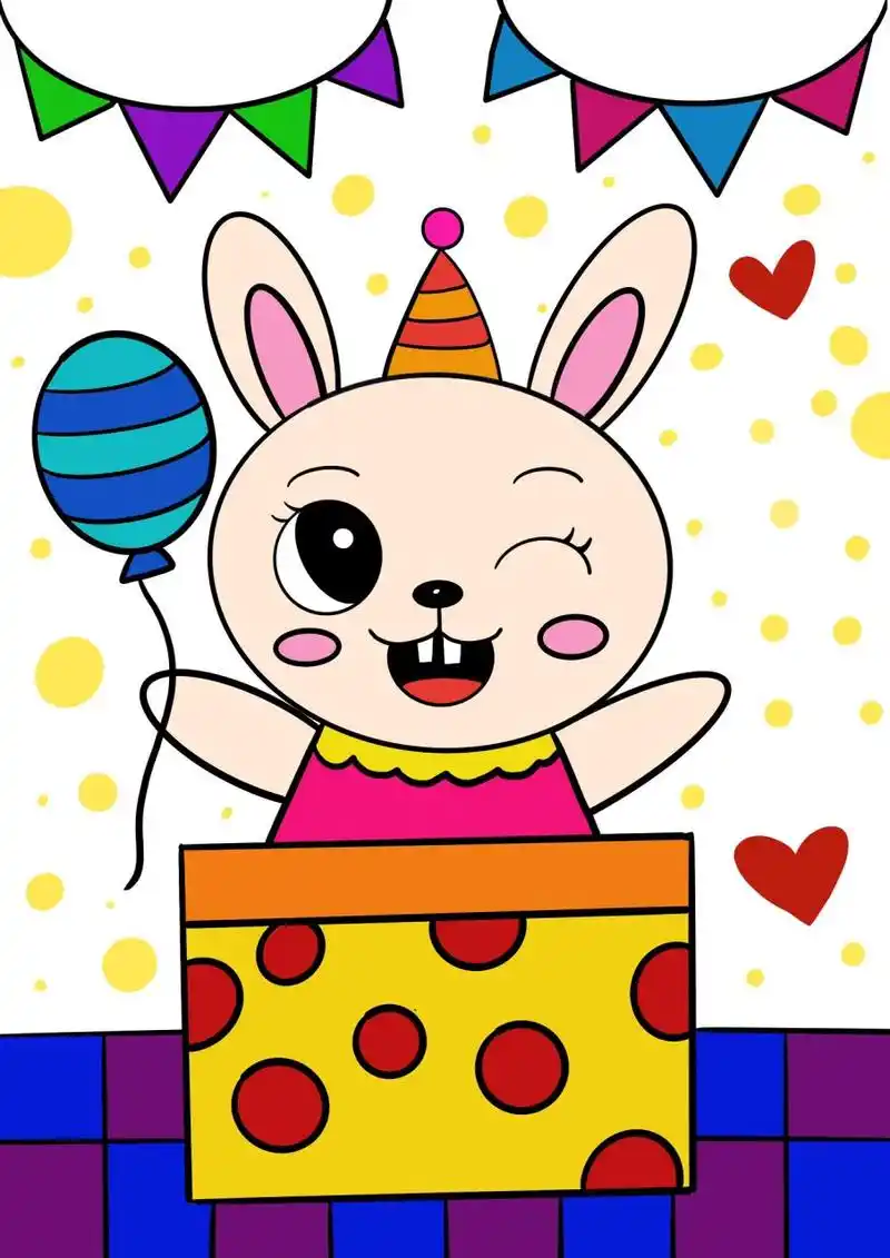 兔年儿童画 可爱的小兔子92
